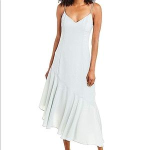 WAYF Asymmetrical Ruffle Slip Sheath Dress NEW